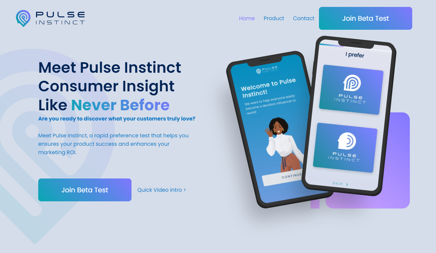 Original Pulse Instinct product composition with two phone mockups