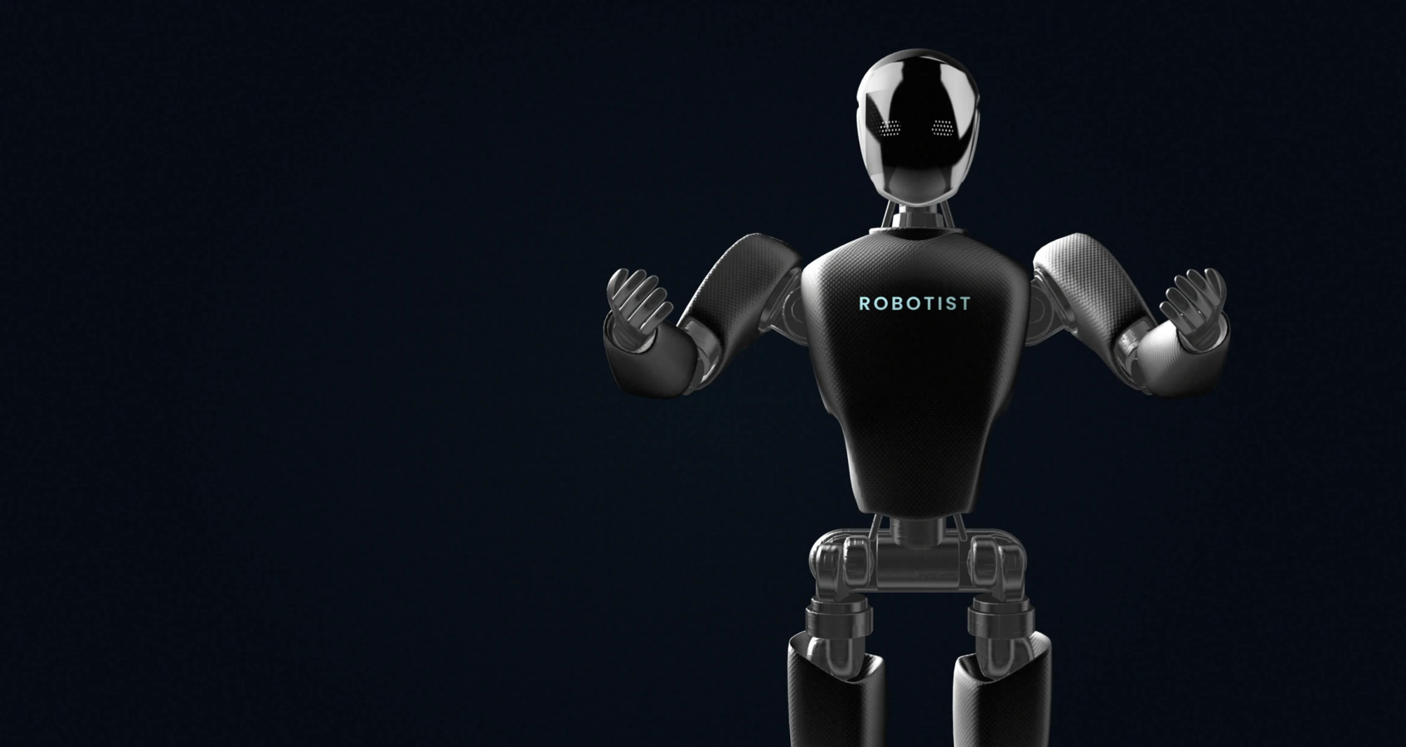 Robotist concept character gesturing with both hands